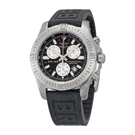 breitling men's colt 44 quartz rubber strap watch black dial|Breitling Colt Black Dial Black Rubber Men's Watch .